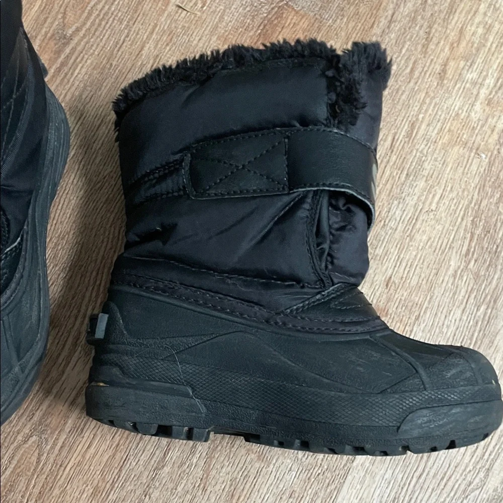 Sorel‎ Kids Black Snow Boots Waterproof Lined Winter Boots Strap Closure Great